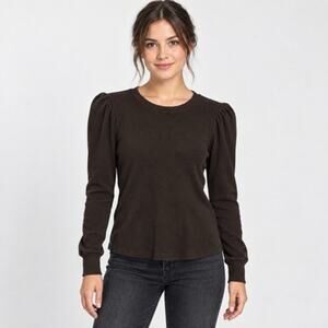 AMO Girly Thermal Waffle Knit Long Sleeve Cotton Size XL Gray USA Made